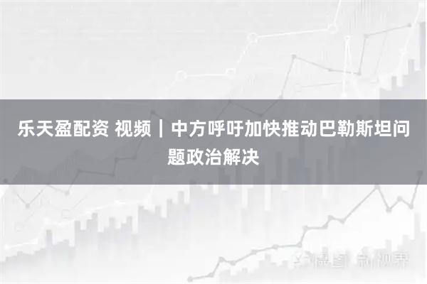 乐天盈配资 视频｜中方呼吁加快推动巴勒斯坦问题政治解决